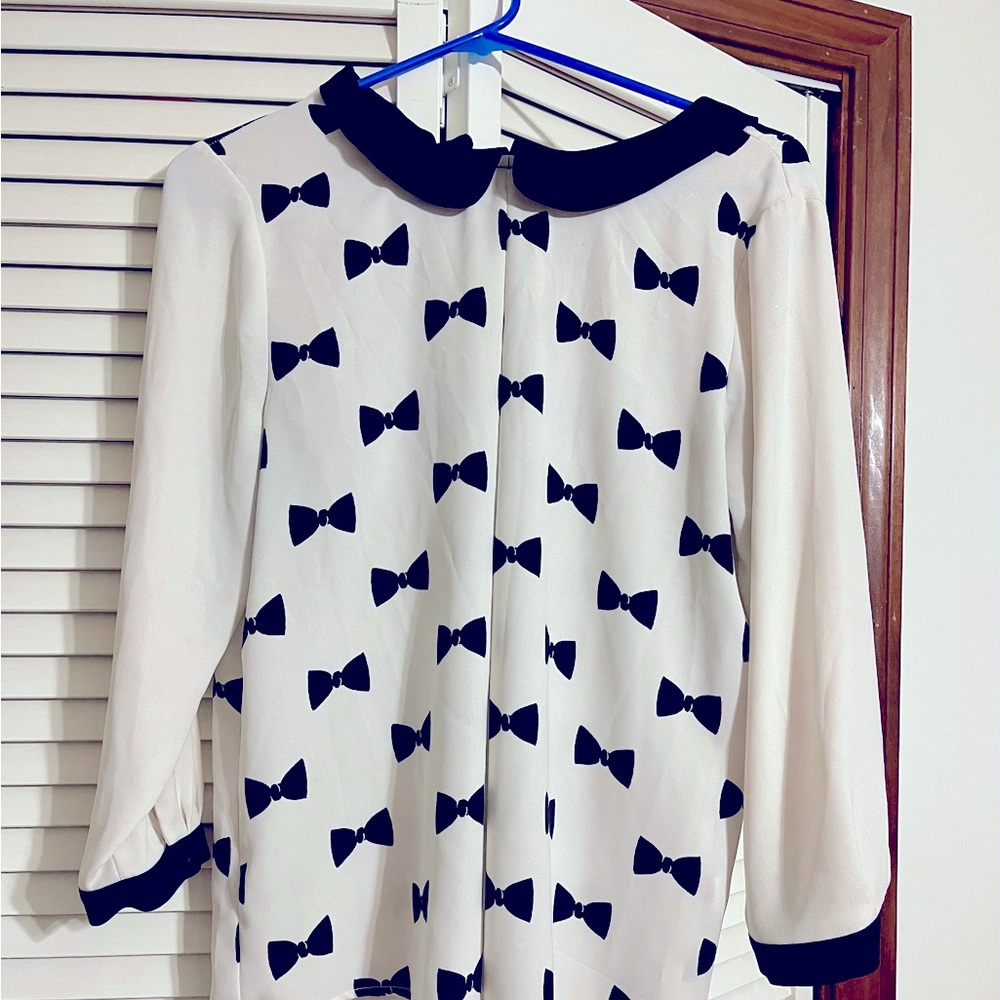 Anthropologie Mod black and white bow top size M